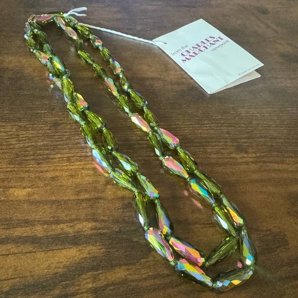 NWT Vintage Charles Marchant Watermelon Aurora Borealis Crystal Bead Necklace - Picture 5 of 10